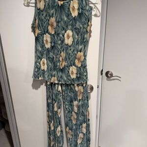 Cocomo Green and Beige Floral Pantsuit